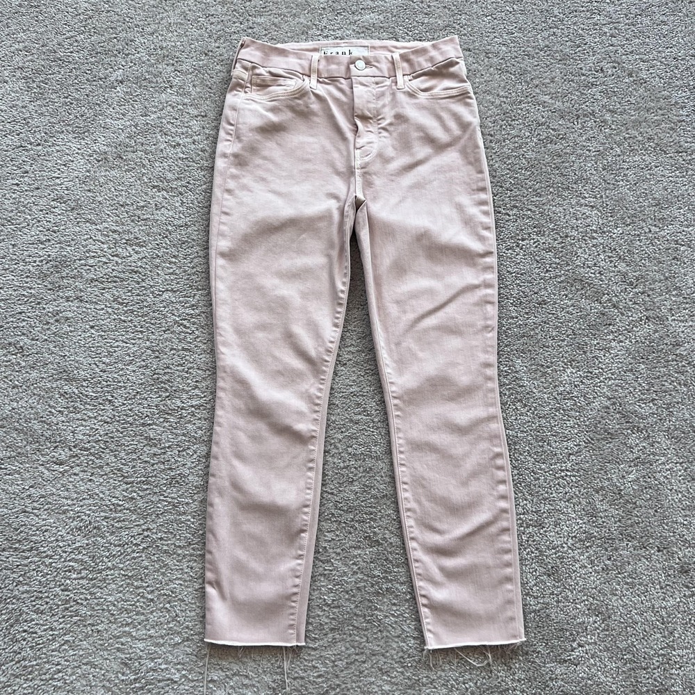 Frank & Eileen Sligo Slim Jeans Womens 28 Pink Mid Rise Raw Hem USA